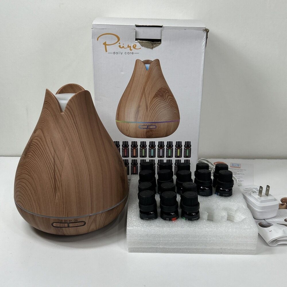 Pure Daily Care Aromatherapy Bundle Ultrasonic Diffuser 16 Essential Oils